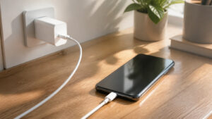Pametni telefon spojen na USB-C brzi punjač