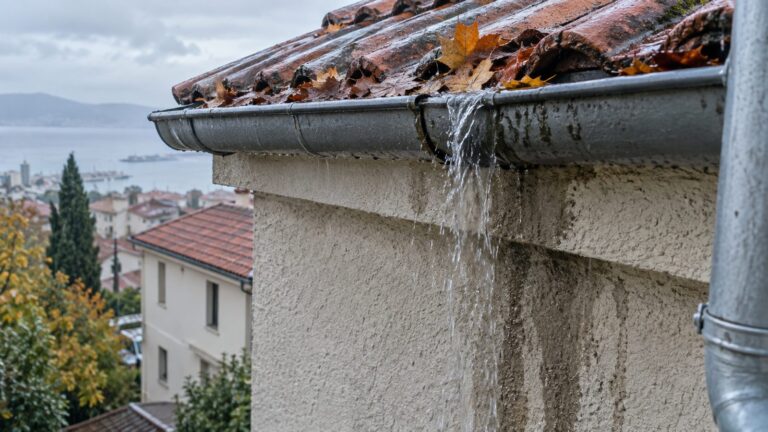 Kada kućna oluka vodi vodu uz zid: popravak prije sezone kiše